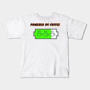 POWERED BY COFFEE,JAVA BATTERY Kids T-Shirt